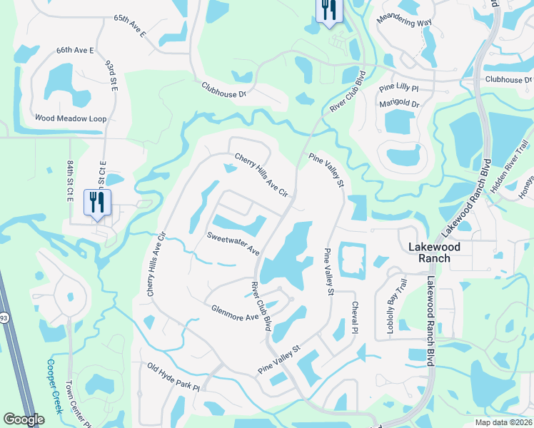 map of restaurants, bars, coffee shops, grocery stores, and more near 9906 Laurel Valley Avenue Circle in Bradenton