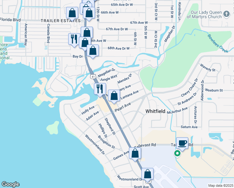 map of restaurants, bars, coffee shops, grocery stores, and more near 326 Montgomery Avenue in Sarasota