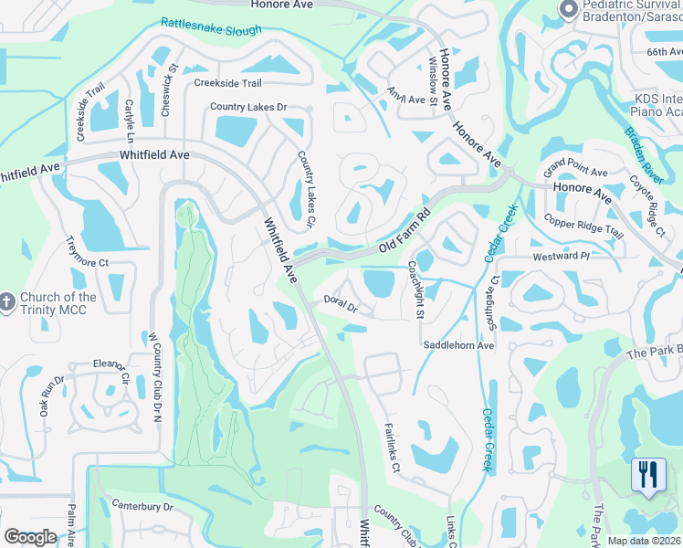 map of restaurants, bars, coffee shops, grocery stores, and more near 7106 Saint Andrews Lane in Sarasota