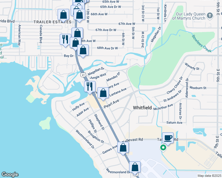 map of restaurants, bars, coffee shops, grocery stores, and more near 326 Montgomery Avenue in Sarasota