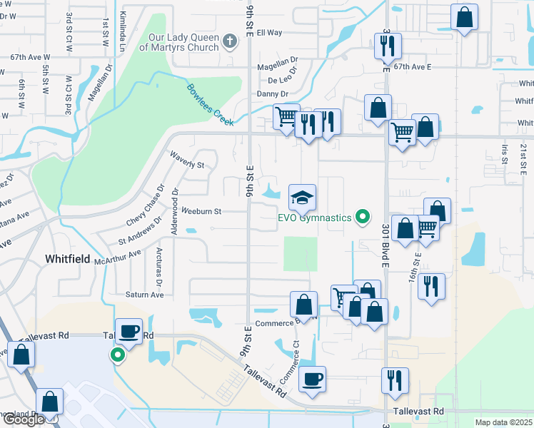 map of restaurants, bars, coffee shops, grocery stores, and more near 915 Wee Burn Place in Sarasota