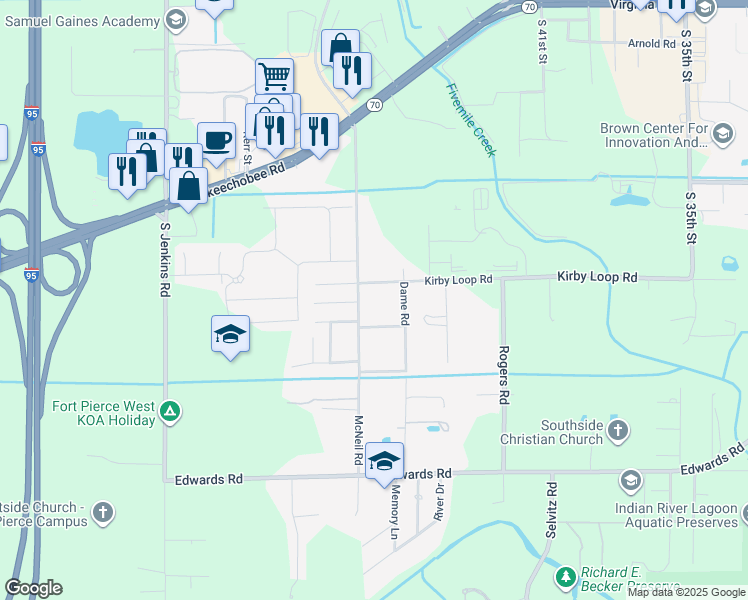 map of restaurants, bars, coffee shops, grocery stores, and more near 2826 McNeil Road in Fort Pierce