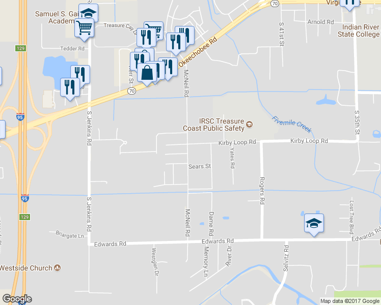 map of restaurants, bars, coffee shops, grocery stores, and more near 2826 McNeil Road in Fort Pierce