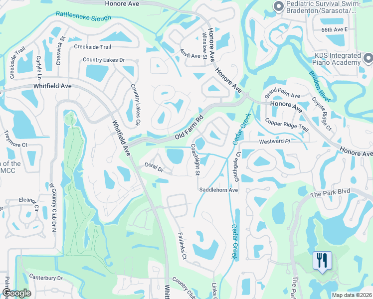 map of restaurants, bars, coffee shops, grocery stores, and more near 6900 Stetson Street Circle in Sarasota
