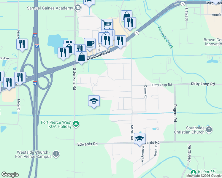 map of restaurants, bars, coffee shops, grocery stores, and more near 5090 Garner Street in Fort Pierce