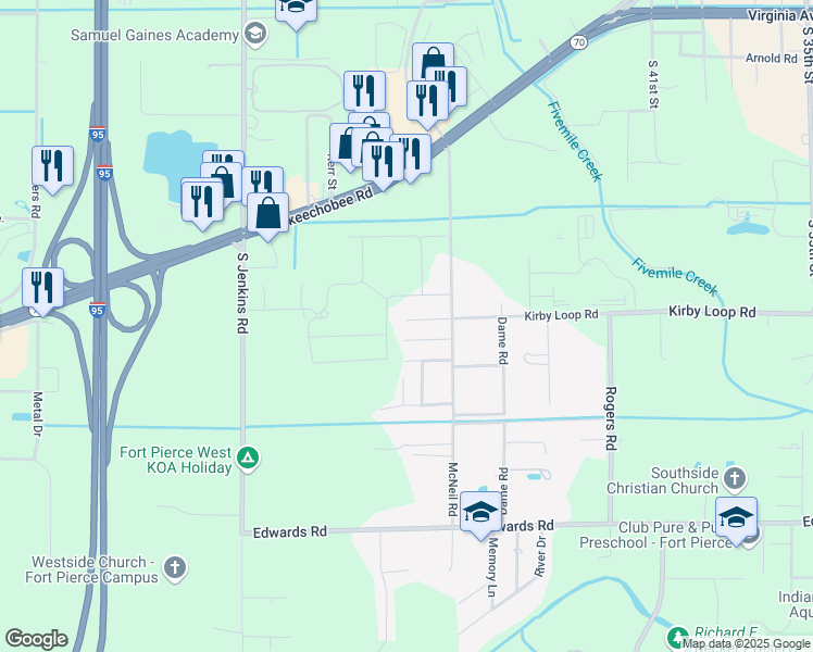 map of restaurants, bars, coffee shops, grocery stores, and more near 5081 Kirby Loop Road in Fort Pierce