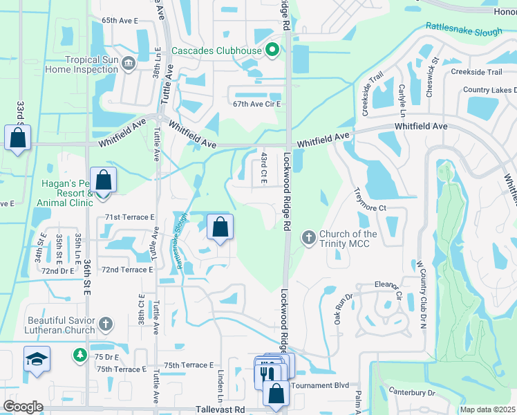 map of restaurants, bars, coffee shops, grocery stores, and more near 7122 Lockwood Ridge Road in Sarasota