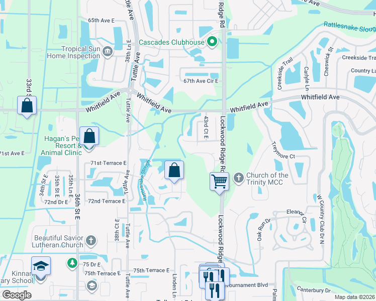 map of restaurants, bars, coffee shops, grocery stores, and more near 4206 70th Drive East in Sarasota