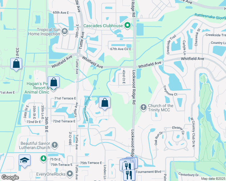 map of restaurants, bars, coffee shops, grocery stores, and more near 4206 70th Drive East in Sarasota