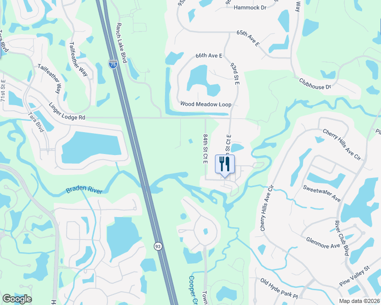 map of restaurants, bars, coffee shops, grocery stores, and more near 8330 Linger Lodge Road in Bradenton
