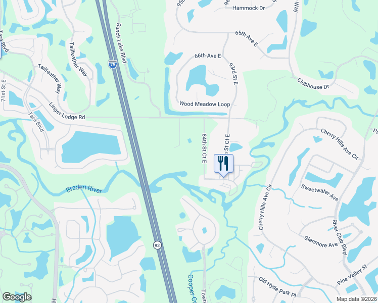 map of restaurants, bars, coffee shops, grocery stores, and more near 8330 Linger Lodge Road in Bradenton