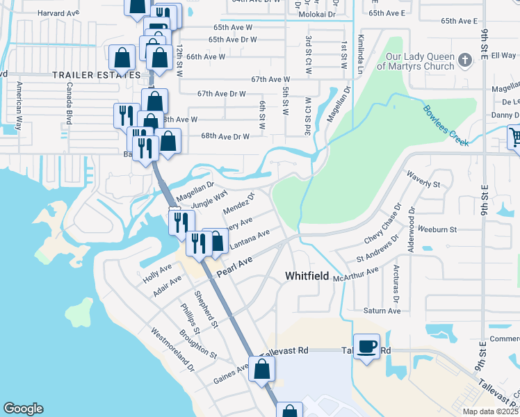map of restaurants, bars, coffee shops, grocery stores, and more near 371 Montgomery Avenue in Sarasota