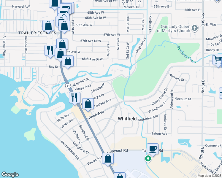 map of restaurants, bars, coffee shops, grocery stores, and more near 7014 Willow Street in Sarasota
