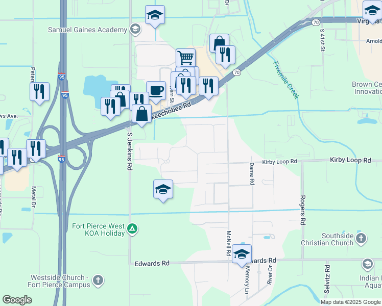 map of restaurants, bars, coffee shops, grocery stores, and more near 5081 Kirby Loop Road in Fort Pierce