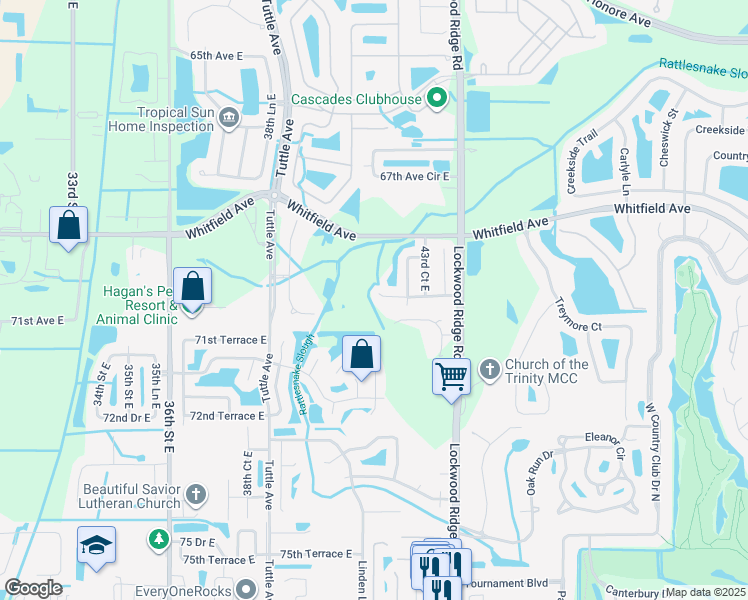 map of restaurants, bars, coffee shops, grocery stores, and more near 4206 70th Drive East in Sarasota