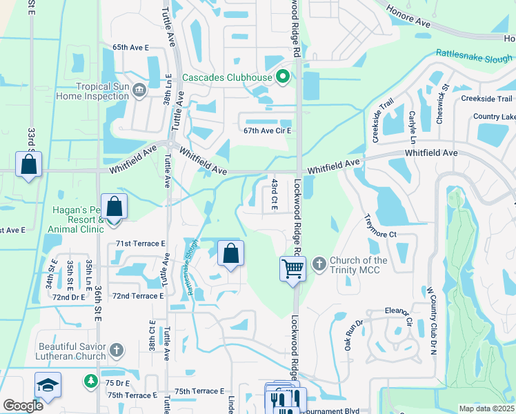 map of restaurants, bars, coffee shops, grocery stores, and more near 7006 42nd Court East in Sarasota
