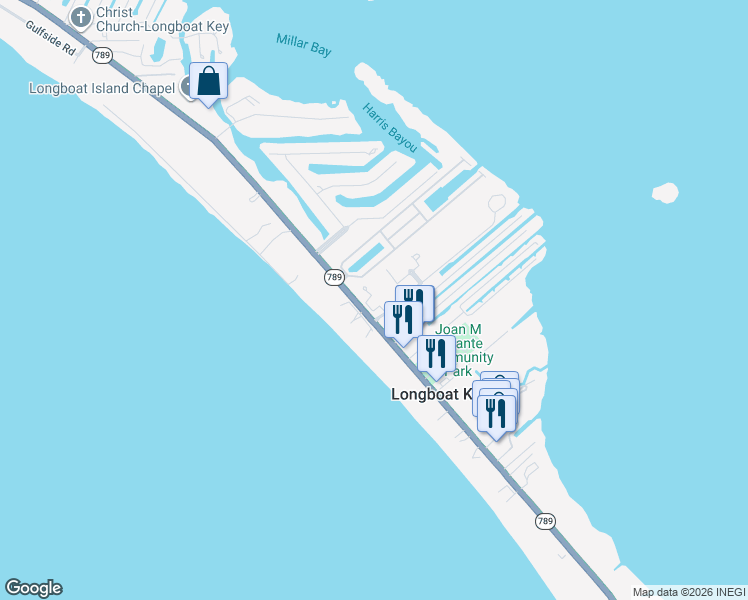 map of restaurants, bars, coffee shops, grocery stores, and more near 5680 Gulf of Mexico Drive in Longboat Key