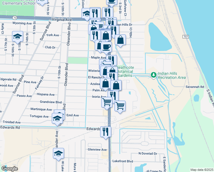 map of restaurants, bars, coffee shops, grocery stores, and more near 2739 U.S. 1 in Fort Pierce