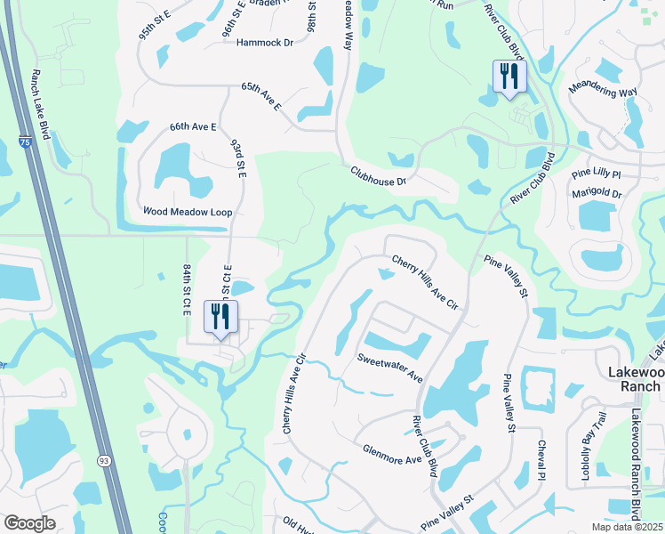 map of restaurants, bars, coffee shops, grocery stores, and more near 6906 River Birch Court in Bradenton