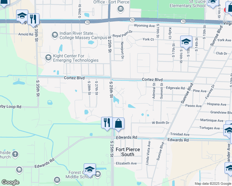 map of restaurants, bars, coffee shops, grocery stores, and more near 2818 Stoneway Lane in Fort Pierce