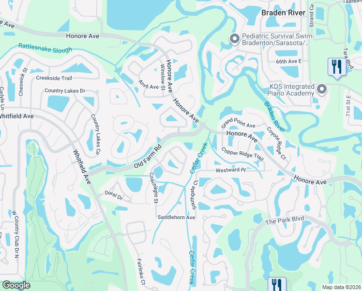 map of restaurants, bars, coffee shops, grocery stores, and more near 6940 Stetson Street Circle in Sarasota