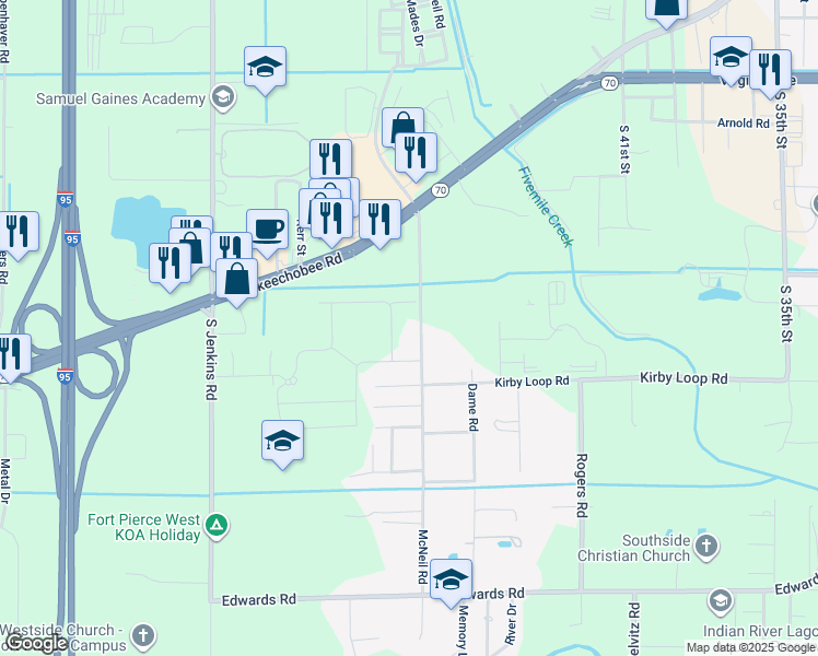 map of restaurants, bars, coffee shops, grocery stores, and more near 2699 McNeil Road in Fort Pierce