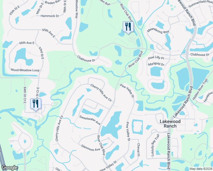 map of restaurants, bars, coffee shops, grocery stores, and more near 6916 Riversedge Street Circle in Bradenton