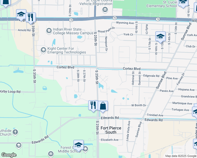 map of restaurants, bars, coffee shops, grocery stores, and more near 2714 South 26th Street in Fort Pierce