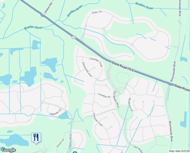 map of restaurants, bars, coffee shops, grocery stores, and more near 16847 Ellsworth Avenue in Bradenton