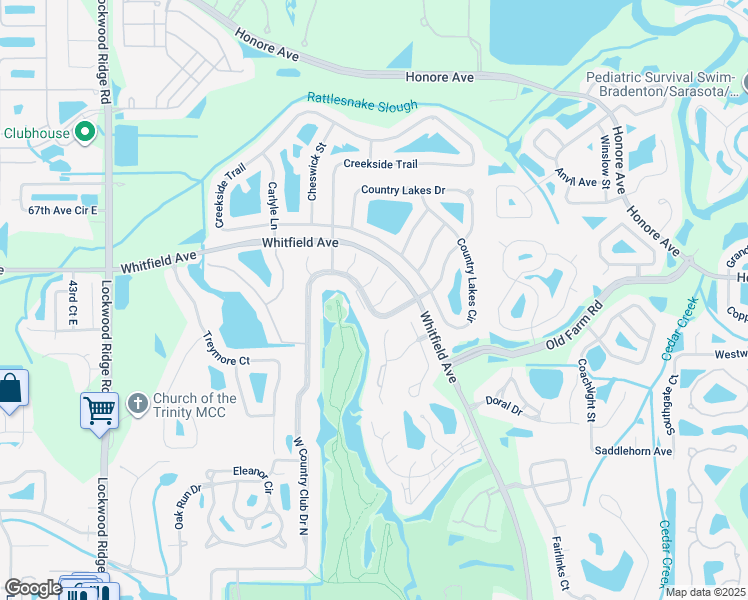 map of restaurants, bars, coffee shops, grocery stores, and more near 7461 Country Club Drive North in Sarasota