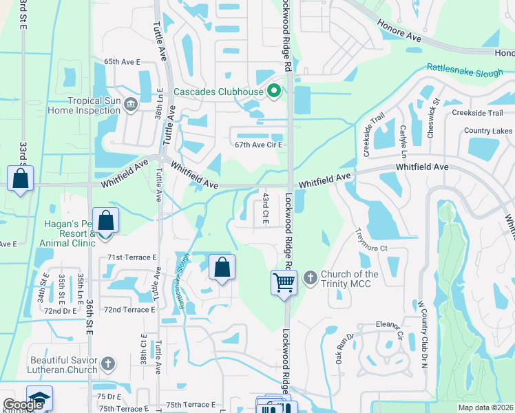 map of restaurants, bars, coffee shops, grocery stores, and more near 6933 42nd Court East in Sarasota