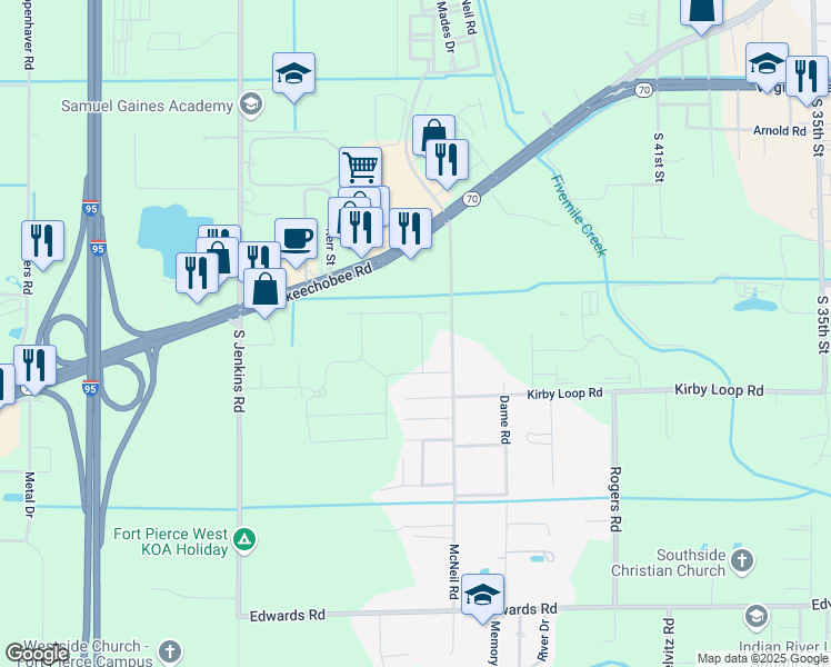 map of restaurants, bars, coffee shops, grocery stores, and more near 2699 McNeil Road in Fort Pierce