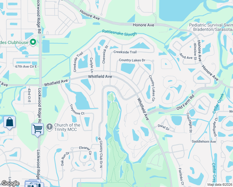 map of restaurants, bars, coffee shops, grocery stores, and more near 7461 Country Club Drive North in Sarasota