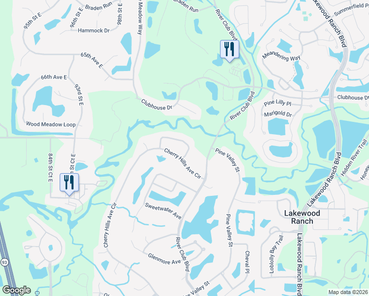 map of restaurants, bars, coffee shops, grocery stores, and more near 6916 Riversedge Street Circle in Bradenton