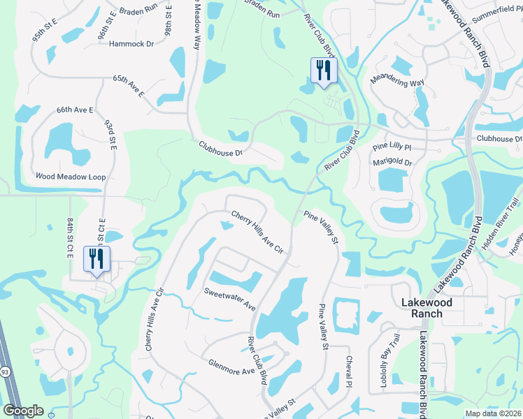 map of restaurants, bars, coffee shops, grocery stores, and more near 6916 Riversedge Street Circle in Bradenton