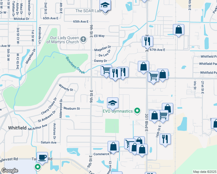 map of restaurants, bars, coffee shops, grocery stores, and more near 6970 Madonna Place East in Sarasota