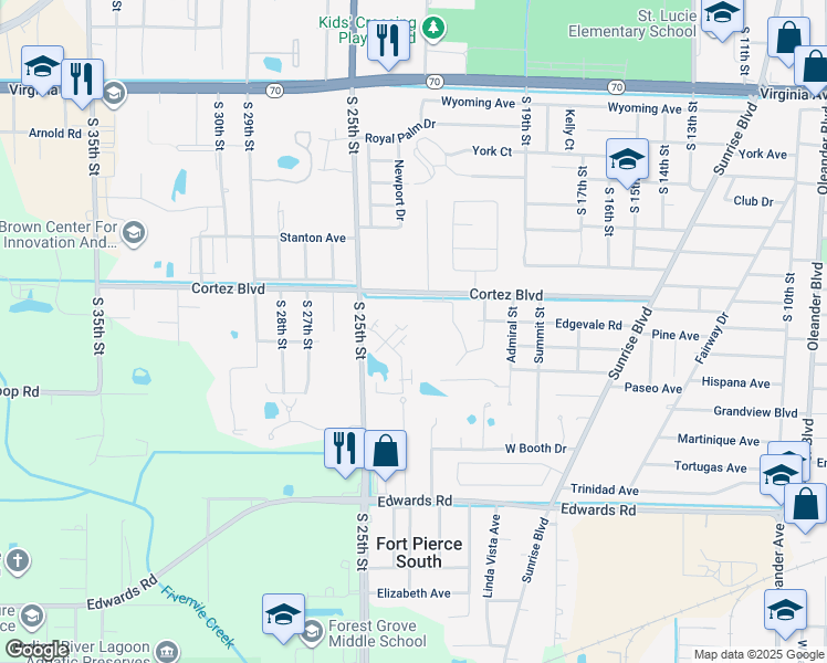 map of restaurants, bars, coffee shops, grocery stores, and more near 2828 Stoneway Lane in Fort Pierce