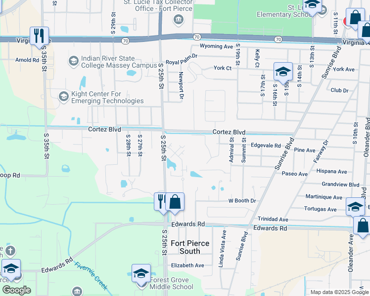 map of restaurants, bars, coffee shops, grocery stores, and more near 2828 Stoneway Lane in Fort Pierce