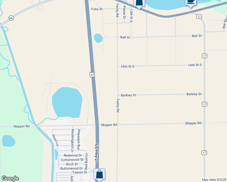 map of restaurants, bars, coffee shops, grocery stores, and more near 8055 Twitty Road in Sebring