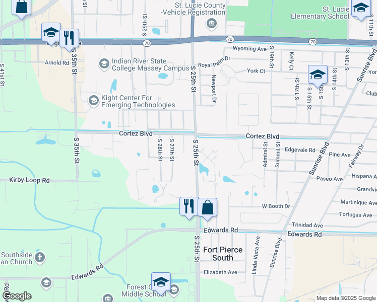 map of restaurants, bars, coffee shops, grocery stores, and more near 2714 South 26th Street in Fort Pierce