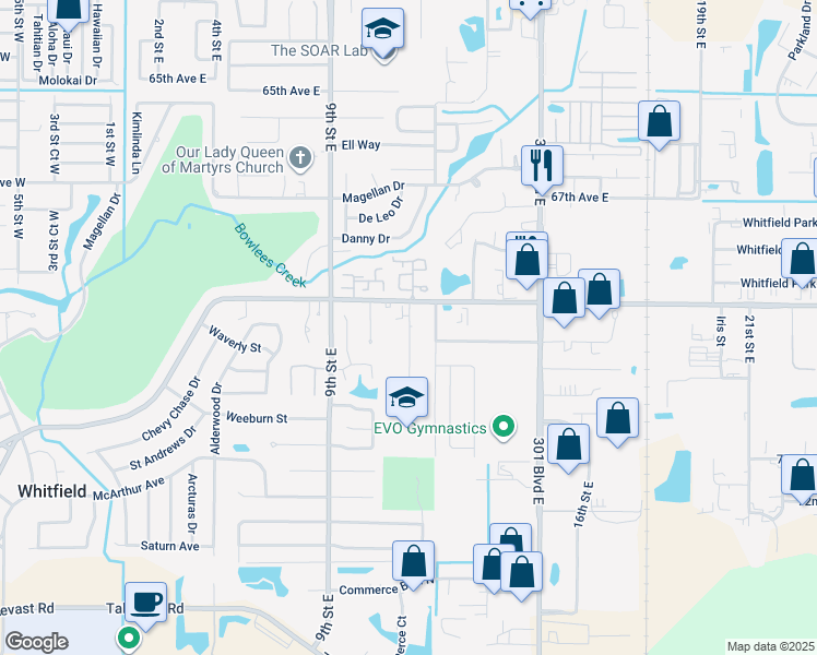map of restaurants, bars, coffee shops, grocery stores, and more near 6970 Madonna Place in Sarasota