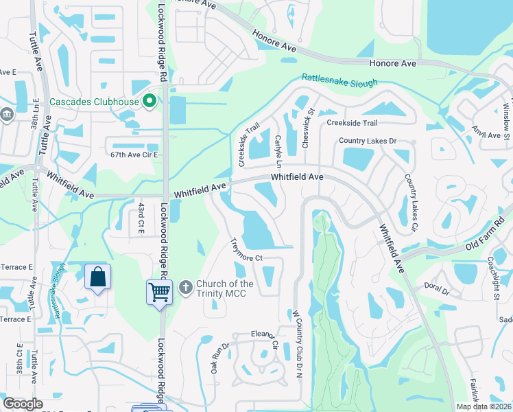 map of restaurants, bars, coffee shops, grocery stores, and more near 4914 Lakescene Place in Sarasota