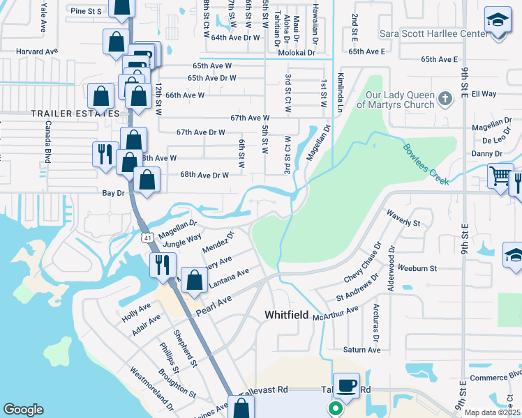 map of restaurants, bars, coffee shops, grocery stores, and more near 401 Magellan Drive in Sarasota