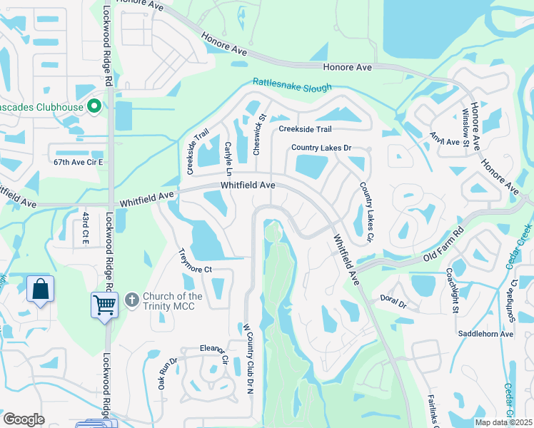 map of restaurants, bars, coffee shops, grocery stores, and more near 6999 West Country Club Drive North in Sarasota
