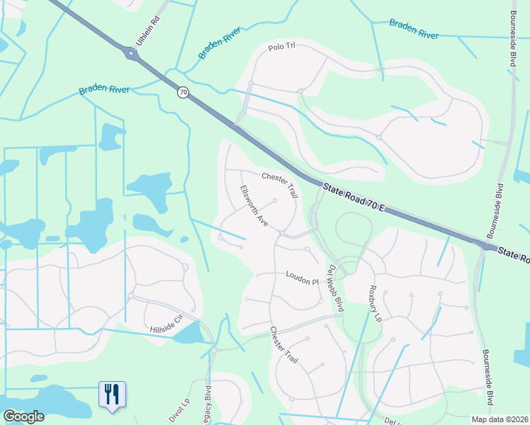map of restaurants, bars, coffee shops, grocery stores, and more near 16847 Ellsworth Avenue in Bradenton
