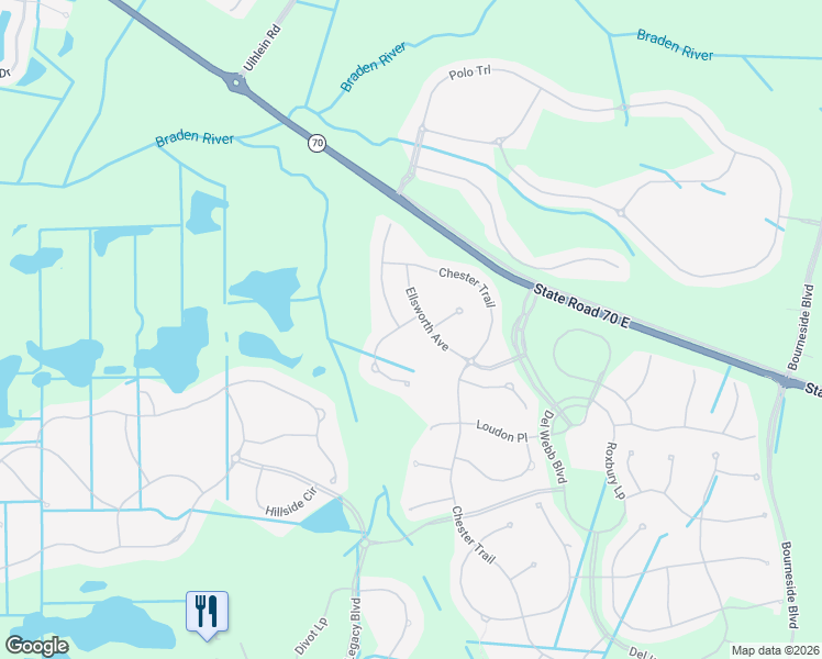 map of restaurants, bars, coffee shops, grocery stores, and more near 16824 Ellsworth Avenue in Bradenton