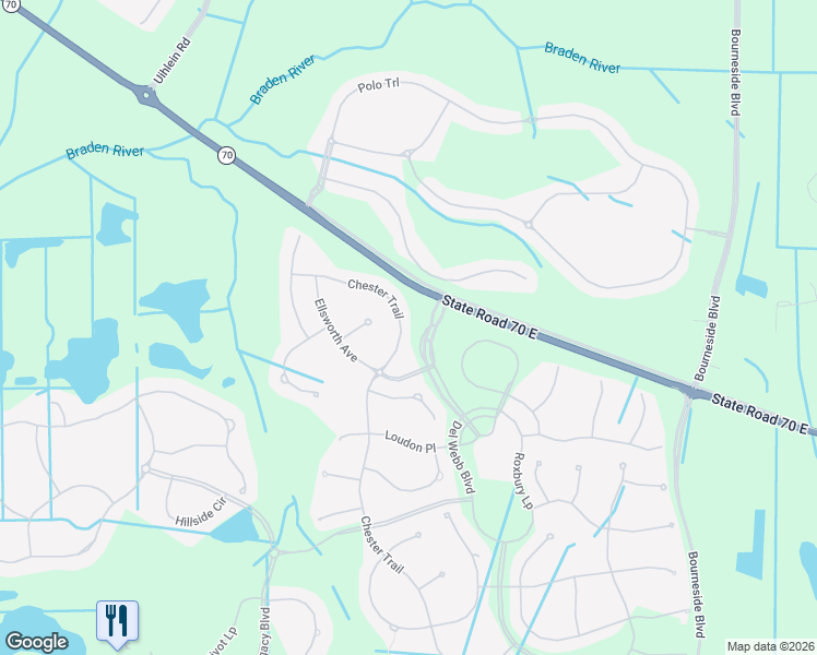 map of restaurants, bars, coffee shops, grocery stores, and more near 6827 Chester Trail in Bradenton