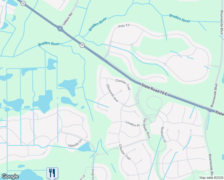 map of restaurants, bars, coffee shops, grocery stores, and more near 16737 Ellsworth Avenue in Bradenton