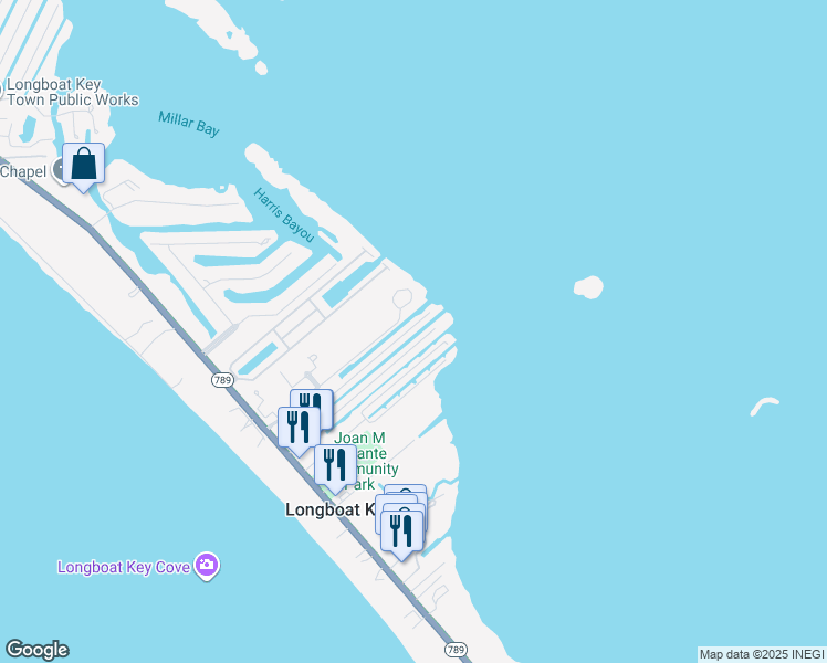 map of restaurants, bars, coffee shops, grocery stores, and more near 825 Tarawitt Drive in Longboat Key