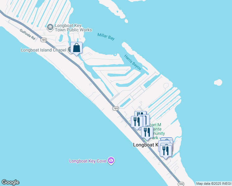map of restaurants, bars, coffee shops, grocery stores, and more near 5901 Emerald Harbor Drive in Longboat Key